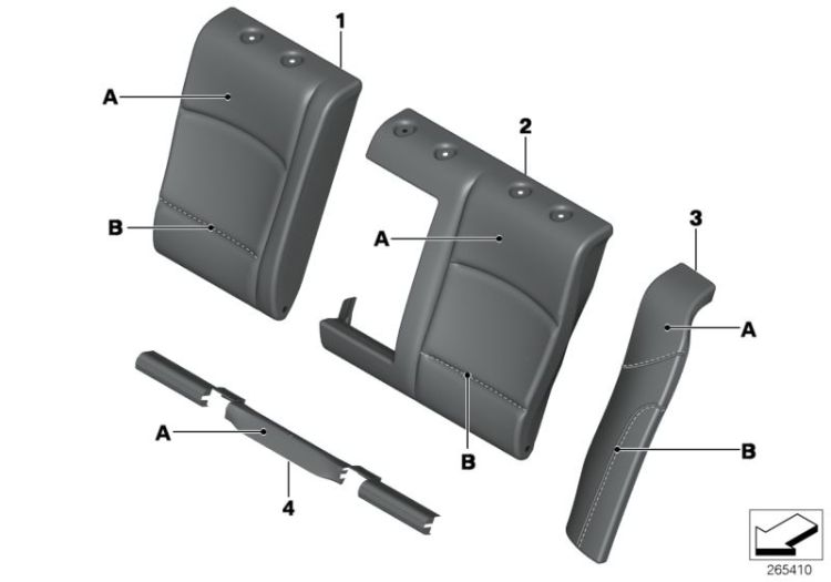 Cover backrest, leather, right, Number 01 in the illustration