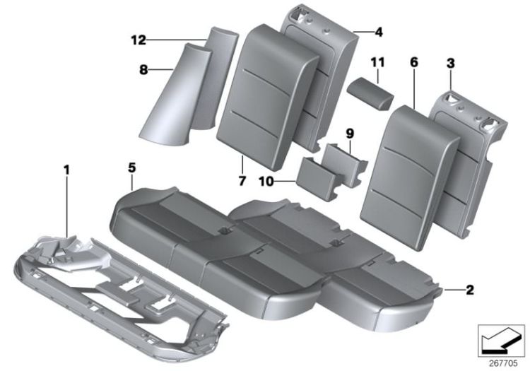 Seat carrier, rear, Number 01 in the illustration