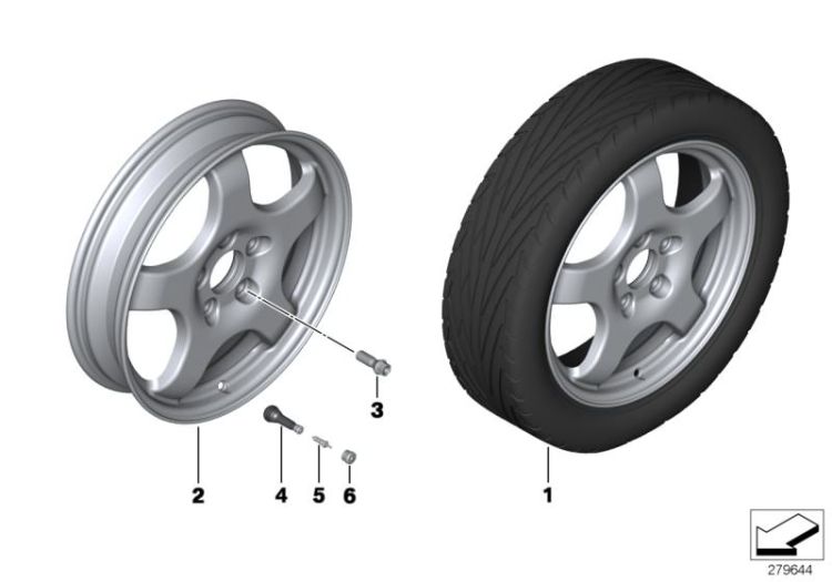 Set emergency wheel with tyre ->47287540163