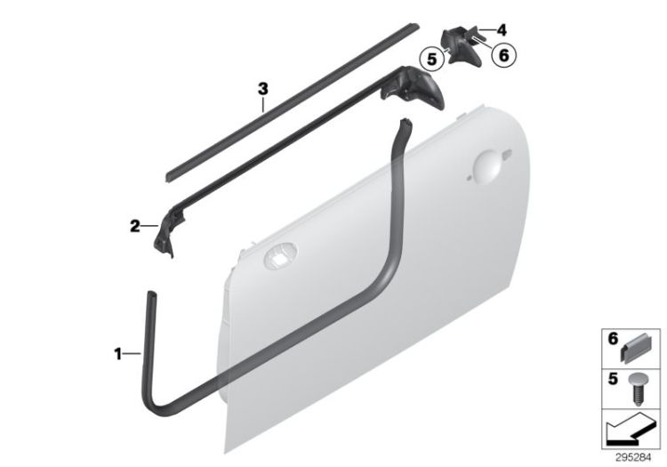 Inner right window channel cover, Number 02 in the illustration