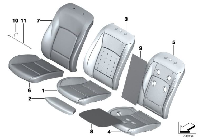 52107310125 Foam section comfort seat active Seats Front seat BMW 7er F04 F02N >298084<, Pieza de gomaespuma asiento conf. activo