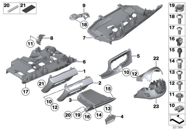 51459160004 Trim panel folding box driver´s side Vehicle trim Instrument carrier  mounting parts BMW 7er G11 F01 F02 F04 >321364<, Rivest. vano con sportello lato guida