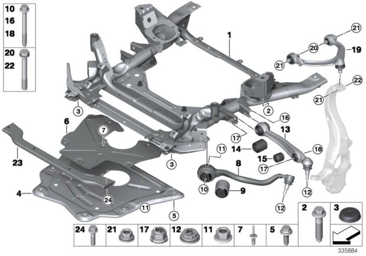 Frnt axle support,wishbone/tension strut ->50101612247