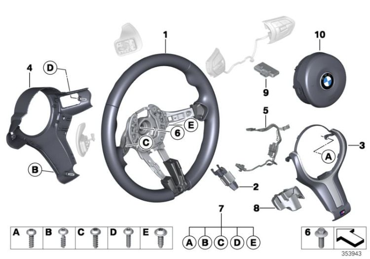 32307848331 connecting line steering wheel Steering Steering wheel BMW X2 X2  1er  F20 F45 F46 F23 F22 F30 F31 F34 F32 F33 2er  3er  4er  F82 X1  >353943<, Cable de unión volante
