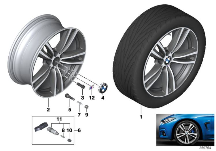 Roue all. BMW M rayons doubl. 442 - 19`` ->47287540163