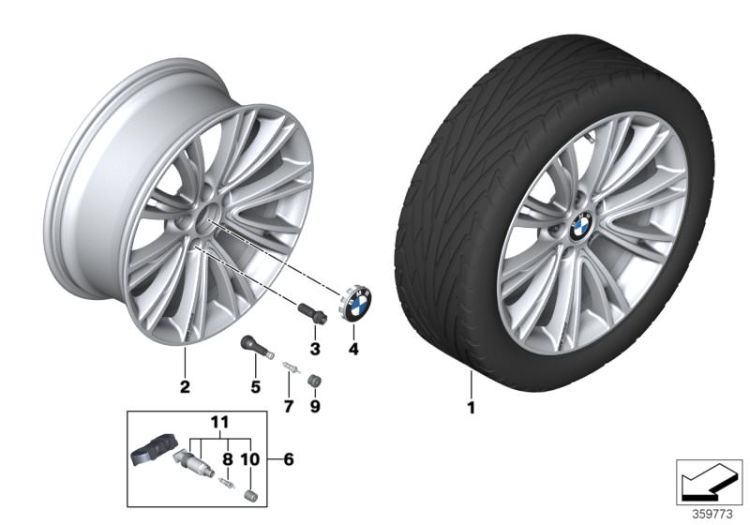 BMW LA wheel, individual V-spoke 626 ->48015411371