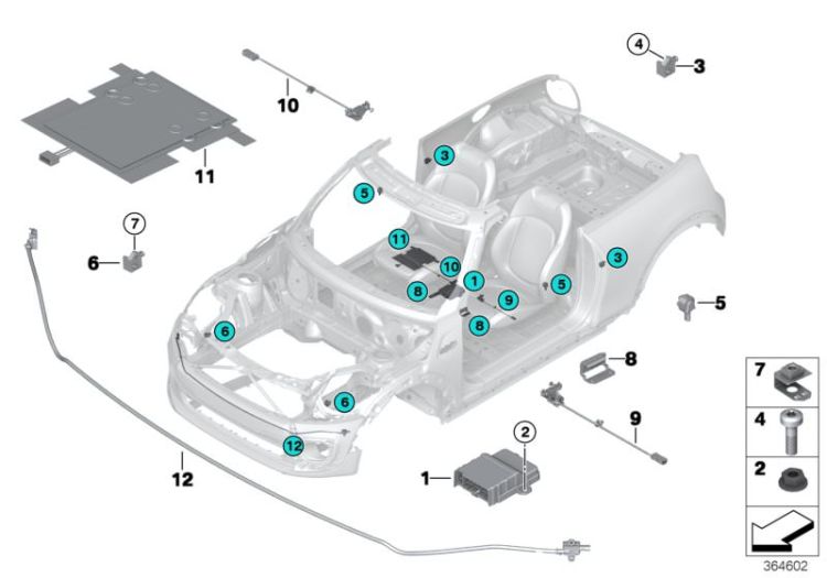 65779390576, 65779381837 Control unit airbag Audio Navigation Electronic Systems Electric parts airbag Mini Clubman Clubman  65779367835 F46 F45 ONE/Cooper  ONE/Cooper  >364602<, Centralina airbag