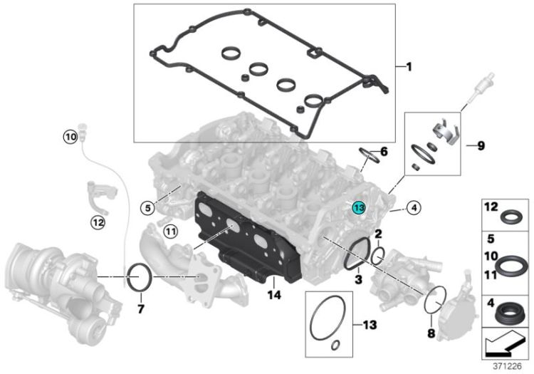 11617528340 Profile gasket Engine Cylinder head Mini Paceman Paceman  1er  F20 F30 F31 Clubman  Clubman N Cabrio  Cabrio N Coupé  Roadster  Countryman  Paceman  >371226<, Junta de perfil