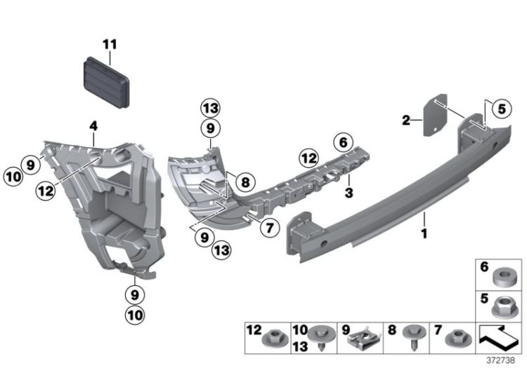 51127210071 Carrier bumper rear Vehicle trim Bumper rear BMW X5 E53 F25 X4  >372738<, Portador parachoques trasero