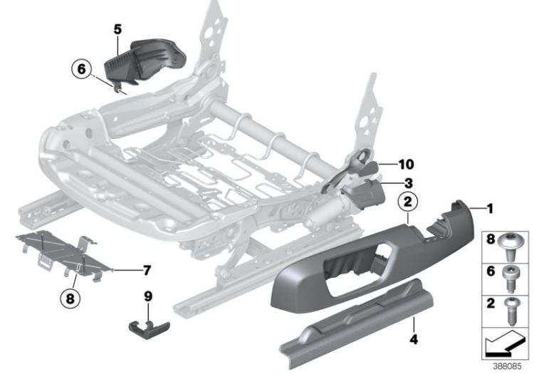 Seat trim, outer left, Number 01 in the illustration