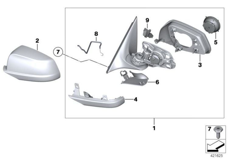 51167283523 Exterior mirror w o glass heated left Vehicle trim Outside mirror BMW 5er F11 51167206905 F10 F11 >421625<, Retrovisore est. senza vetro risc. sx