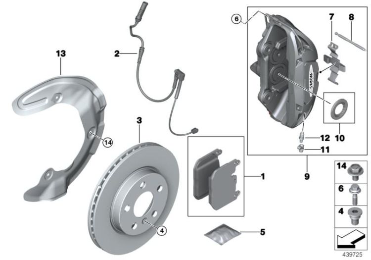 Repair set brake caliper, Number 10 in the illustration
