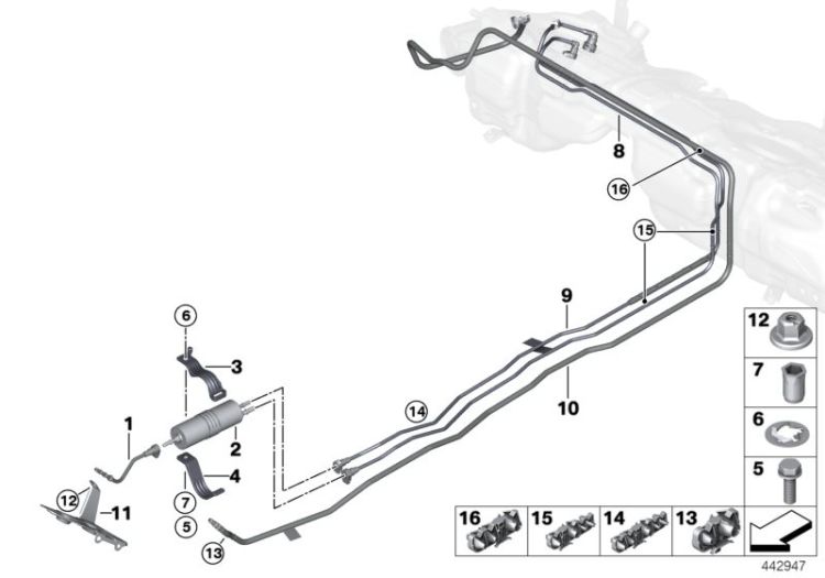 Kraftstoffvorlaufleitung hinten, Number 08 in the illustration