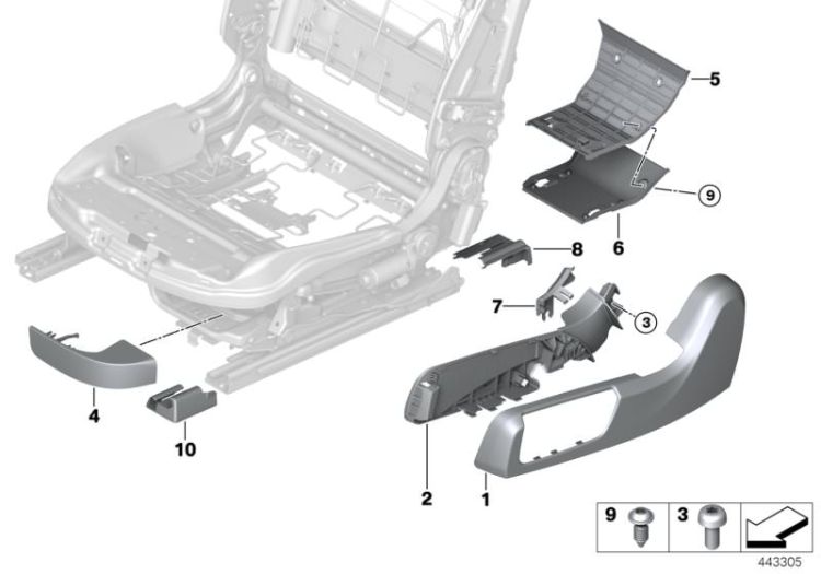Seat trim, outer left, Number 01 in the illustration