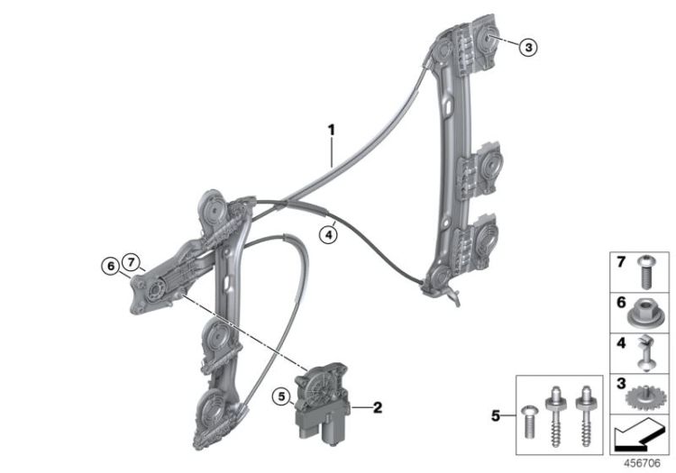 Türfenstermechanismus vorn ->