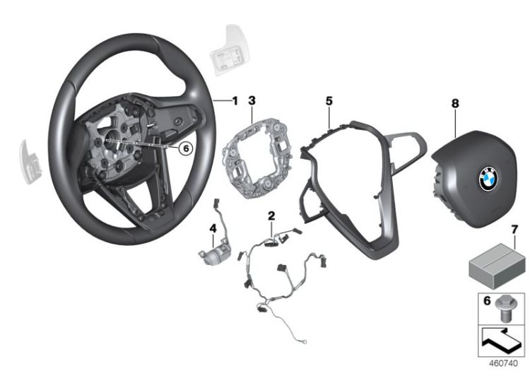 Sport steering wheel, leather, Número 01 en la ilustración