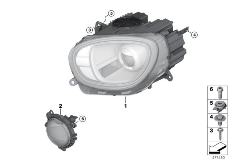 63117441318 Headlight LED technology right Lighting Headlight Mini Paceman Paceman   >477450<, Faro a tecnica LED lato dx