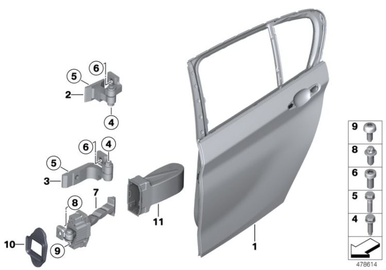 Rear door brake, Number 07 in the illustration