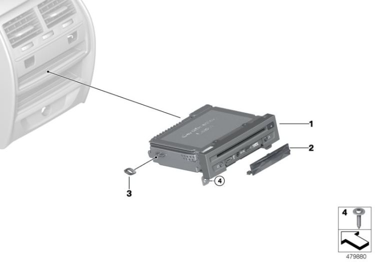 DVD player rear passenger compartment, Number 01 in the illustration