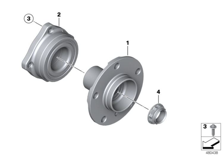 33406787015 Angular contact ball bearing unit Rear Axle Wheel bearings BMW X5 E53 F25 X4  >480438<, Unidad de rodamiento de bolas oblicuo
