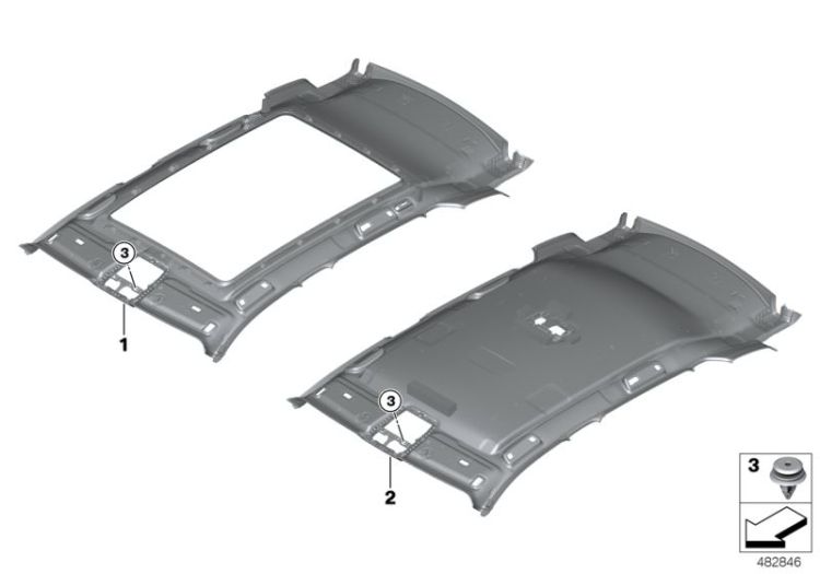 Headlining panoramic roof, Number 01 in the illustration