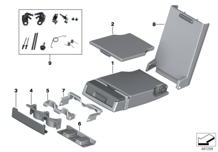 Blende Mittelarmlehne, Nummer 08 in der Abbildung