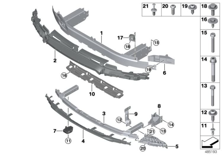 Carrier, bumper front, Number 01 in the illustration