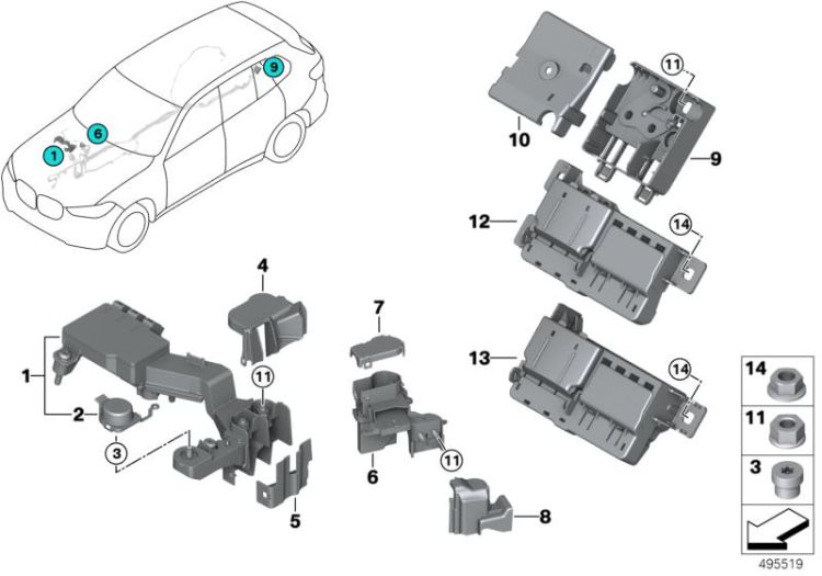 61148732666, 61146841569, Cover, power distribution box, Vehicle electrical system, Single components for fuse housing, BMW X6 E71, 611400000036880336,, Coperchio, distributore corrente