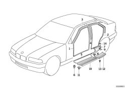 BMW original Faldon de puerta trasera izquierda 5er E12 KOHLEFASER ´´M´´ (51472490041) (51472490041)