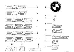 BMW original emblema 5er E12 ´´318´´ (51141960222) (51141960222)