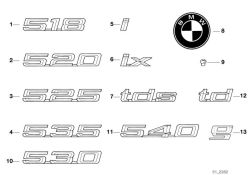 Embleme colle arriere d`origine BMW IX (51148122482)