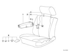 52101957666 Armrest leather right Seats Front seat BMW 5er E39 E34 E32 >7087<, Bracciolo pelle destrara