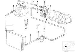 Original BMW suction pipe evaporator-compressor R12 (64538390639)