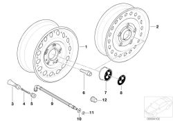 Compact spare wheel, steel, black 3.0Bx16 ET:32