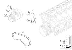 11287631814 Ribbed v belt Heater and Air Conditioning Compressor magnetic clutch BMW 7er F01 11287512971 E65 E53 >142937<, Cinghia alettata