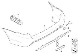 BMW original Revestim. parachoques imprimado detrás 5er F07 M (51127897266) (51127897266)