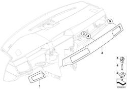 BMW original Listón madera veta de álamo I-panel izq. 5er F07 GRAU (51459167769) (51459167769)