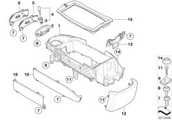 Cover centre console, rear schwarz