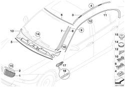 BMW original Listón de adorno bastidor lateral izq. 3er E91 CHROM (51137121235) (51137121235)