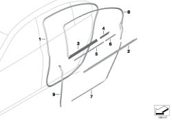 Door trim strip, short, inside left 