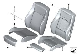 Sport backrest upholstery parts, left 
