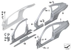 Original BMW Reinforcement plate, C-pillar, left  (41219240055)