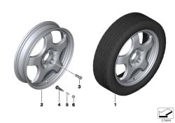 Space saver wheel with tire 135/80R18 104M
