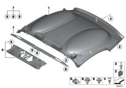 51442758928 Additional part trim cowl panel inner Vehicle trim Interior equipment top Mini Countryman Countryman  Roadster  >288931<, Pieza adic. moldura derivabrisas int.