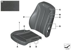 BMW original Funda asiento, asiento básico, cuero 3er F80 INDIVIDUAL (52107985173) (52107985173)