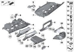51459160376 Passenger´s footwell trim panel Vehicle trim Instrument carrier  mounting parts BMW 7er G11 F01 F02 F04 >321364<, Revestim. vano reposapiés acompañante