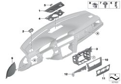 51459137562 Front plate of controls air conditioner Vehicle trim Instrument carrier  mounting parts BMW 3er F30 E92 E93N >327623<, Panel frontal uni.mando del climatizador