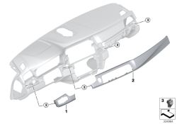 Original BMW Trim instr.panel Pearl dark front pass.  (51459292300)