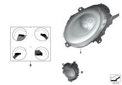 Original BMW Right headlight, white turn indicator  (63117401604)