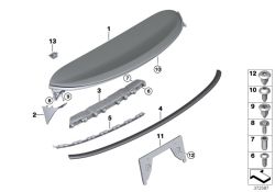 51627337600 Supporting ledge Bodywork Trunk lid Mini Clubman Clubman  ONE/Cooper  ONE/Cooper  >372587<, Listello d fissagg.